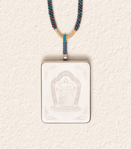 White Tara thangka pendant necklace side view