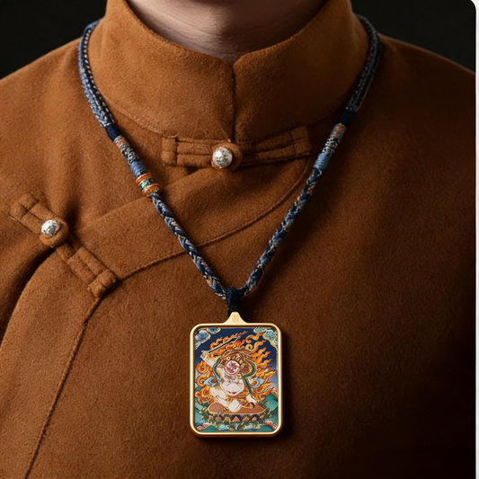 Acala Fudo Myoo thangka pendant side view