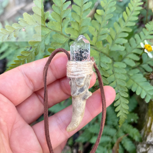 Antler crystal necklace pendant detail