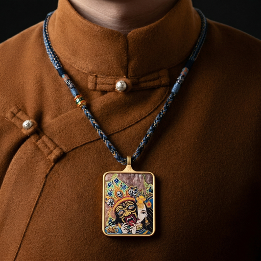 Past Present thangka pendant side view