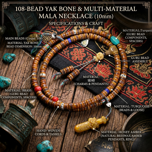 Yak bone 108 mala side view