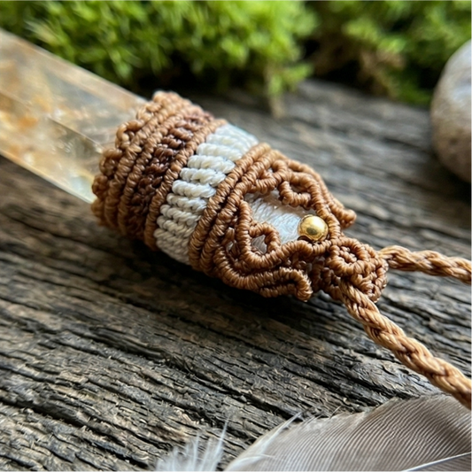 Golden elestial quartz side view