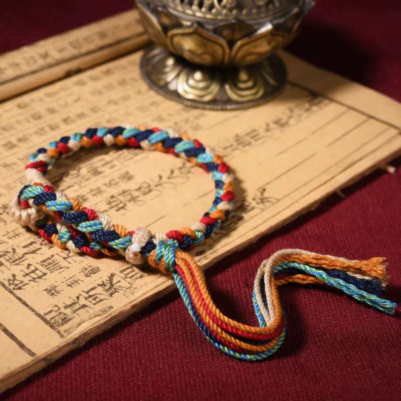 Auspicious Tibetan-Style Handwoven Red Cord Bracelet - Mixed Color 1