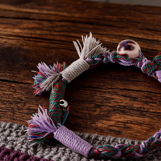 Dream Purple Agate Braided Bracelet bead detail