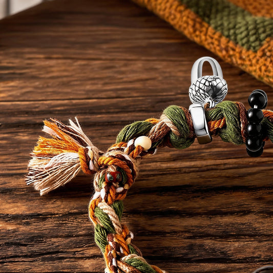 Forest Ring Agate Braided Bracelet bead detail