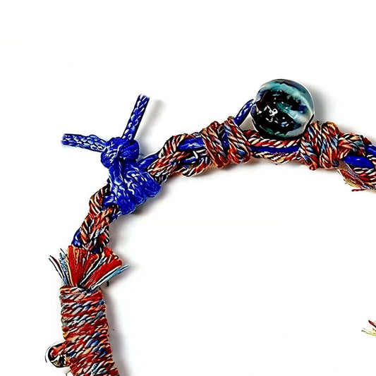 Blue Firework Agate Braided Bracelet bead detail