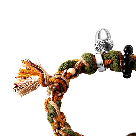 Forest Ring Agate Braided Bracelet bead detail