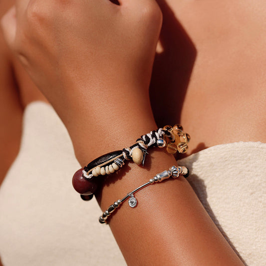 Mystic Realm Agate Braided Bracelet wearing scale view