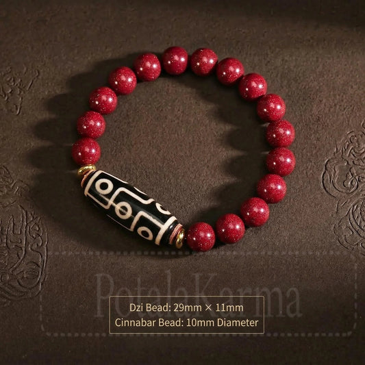 Cinnabar style dzi bead bracelet side view