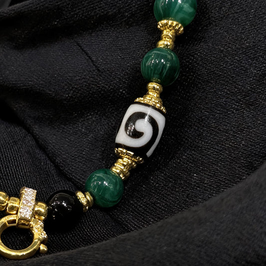 Design F dzi bead pendant detail close-up