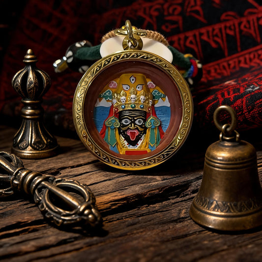Zaki Lhamo medicine clay thangka pendant necklace main view