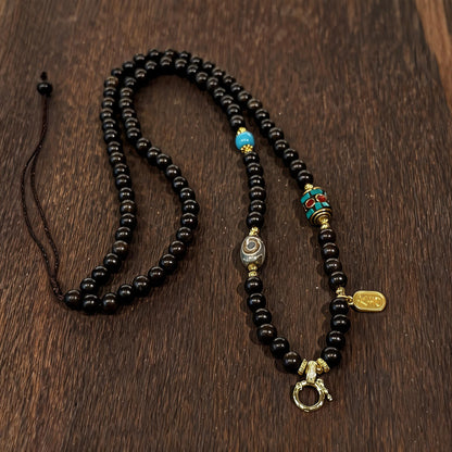 Design E dzi bead universal chain necklace main view