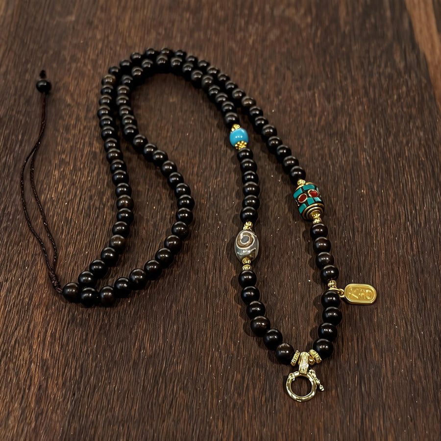 Design E dzi bead universal chain necklace main view