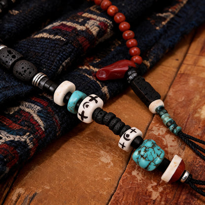Navajo stone necklace bead texture and assembly detail