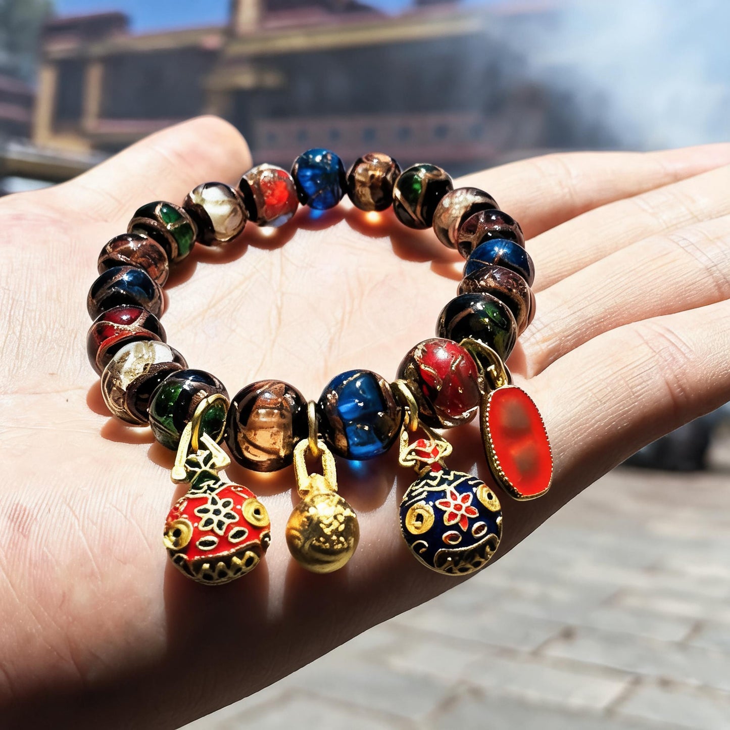 Zhaxi bracelet fortune beast charms enamel detail