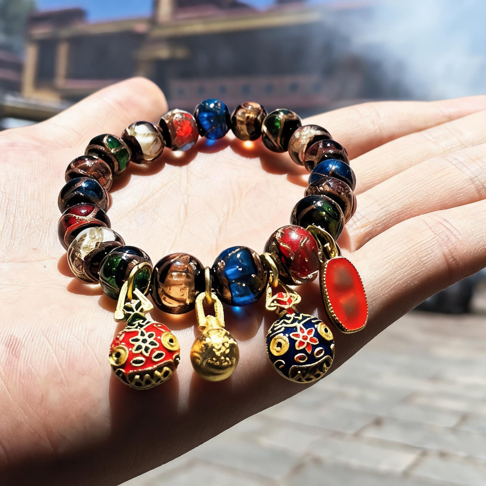 Zhaxi bracelet fortune beast charms enamel detail