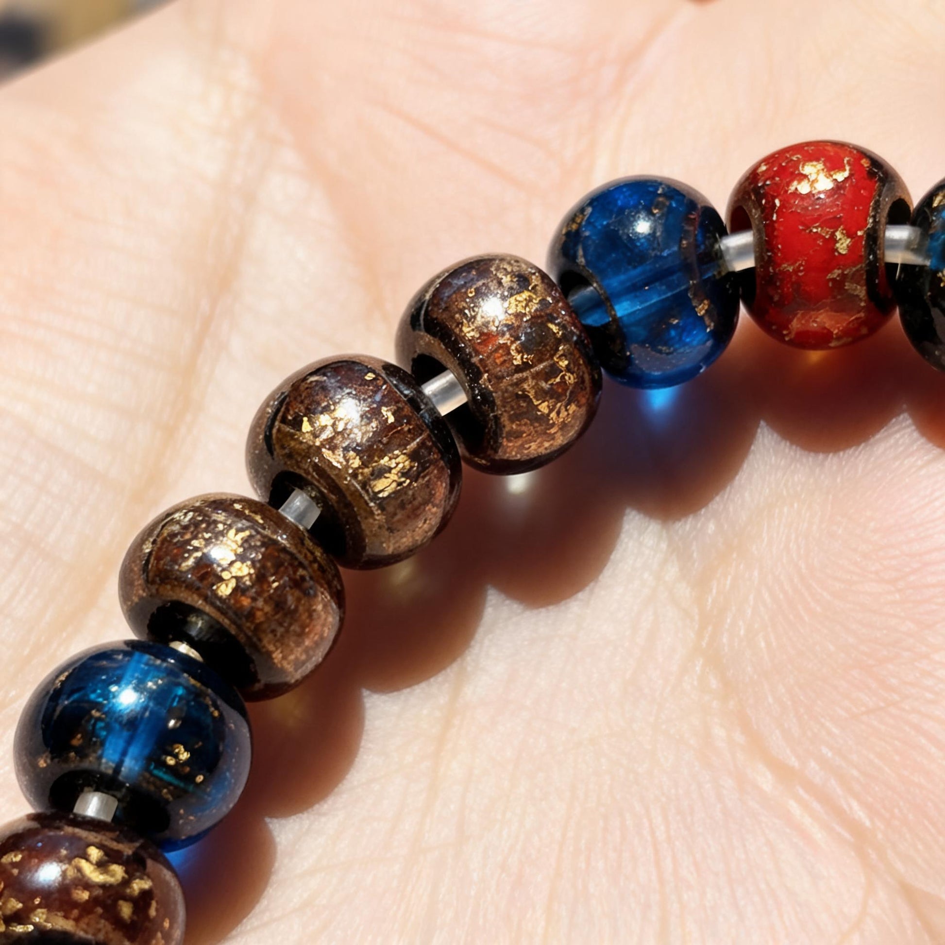 Zhaxi bracelet elastic cord and bead hole detail