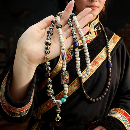 Om Mani Padme Hum necklace wearing display view