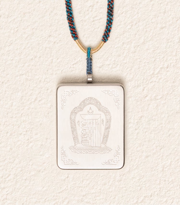 White Tara thangka pendant necklace side view