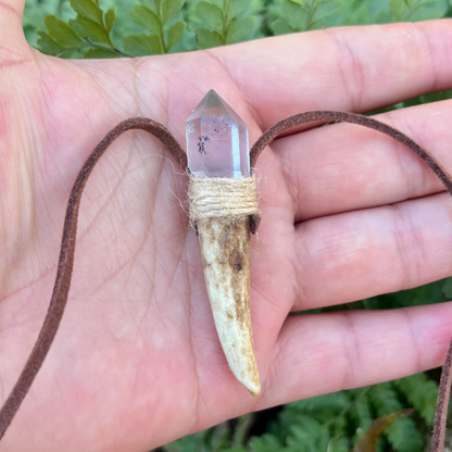 Antler crystal necklace craftsmanship detail