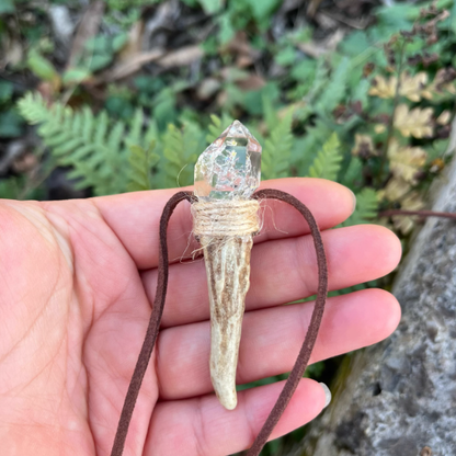 Potala Karma antler crystal necklace full view