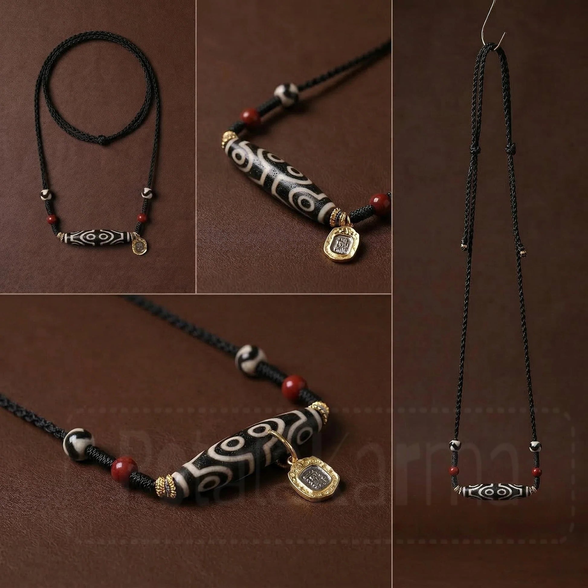 Dzi bead necklace close up