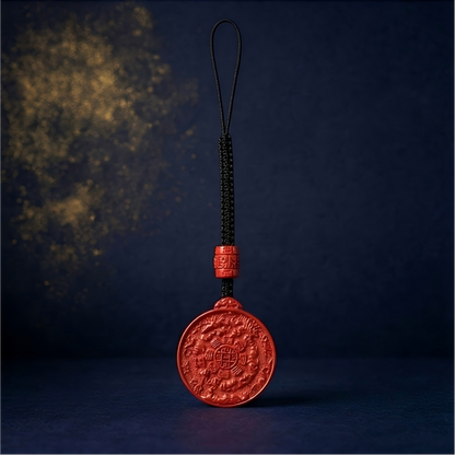 Imperial cinnabar Nine Palaces and Bagua pendant main view