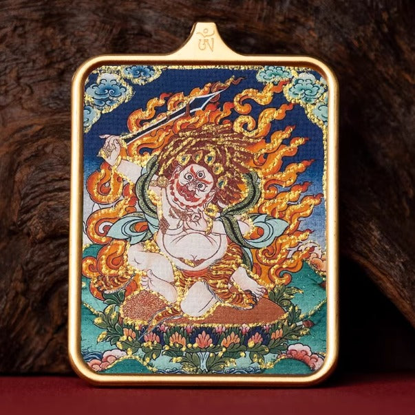Acala Fudo Myoo hand painted thangka pendant main view