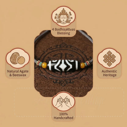 Four eye dzi bead necklace product angle