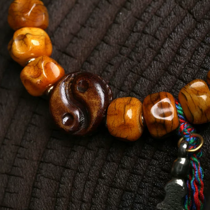 Tibetan style carved yak bone Tai Chi bead bracelet main view