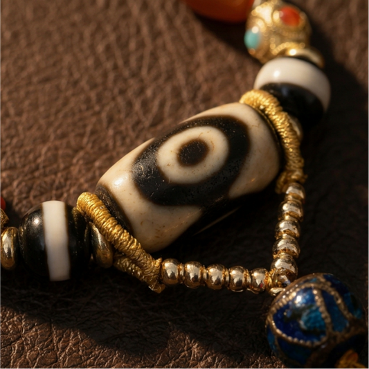 Three eye dzi bead side view