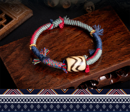 Tiger tooth dzi bead bracelet side view