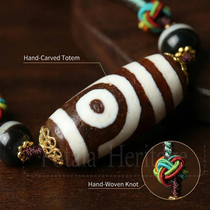 Handmade two eye dzi bead full view