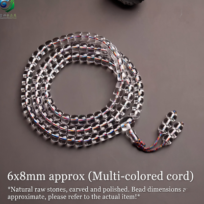 Kailash clear quartz mala bead detail