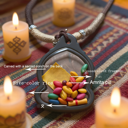 Hand painted Black Jambhala pendant detail