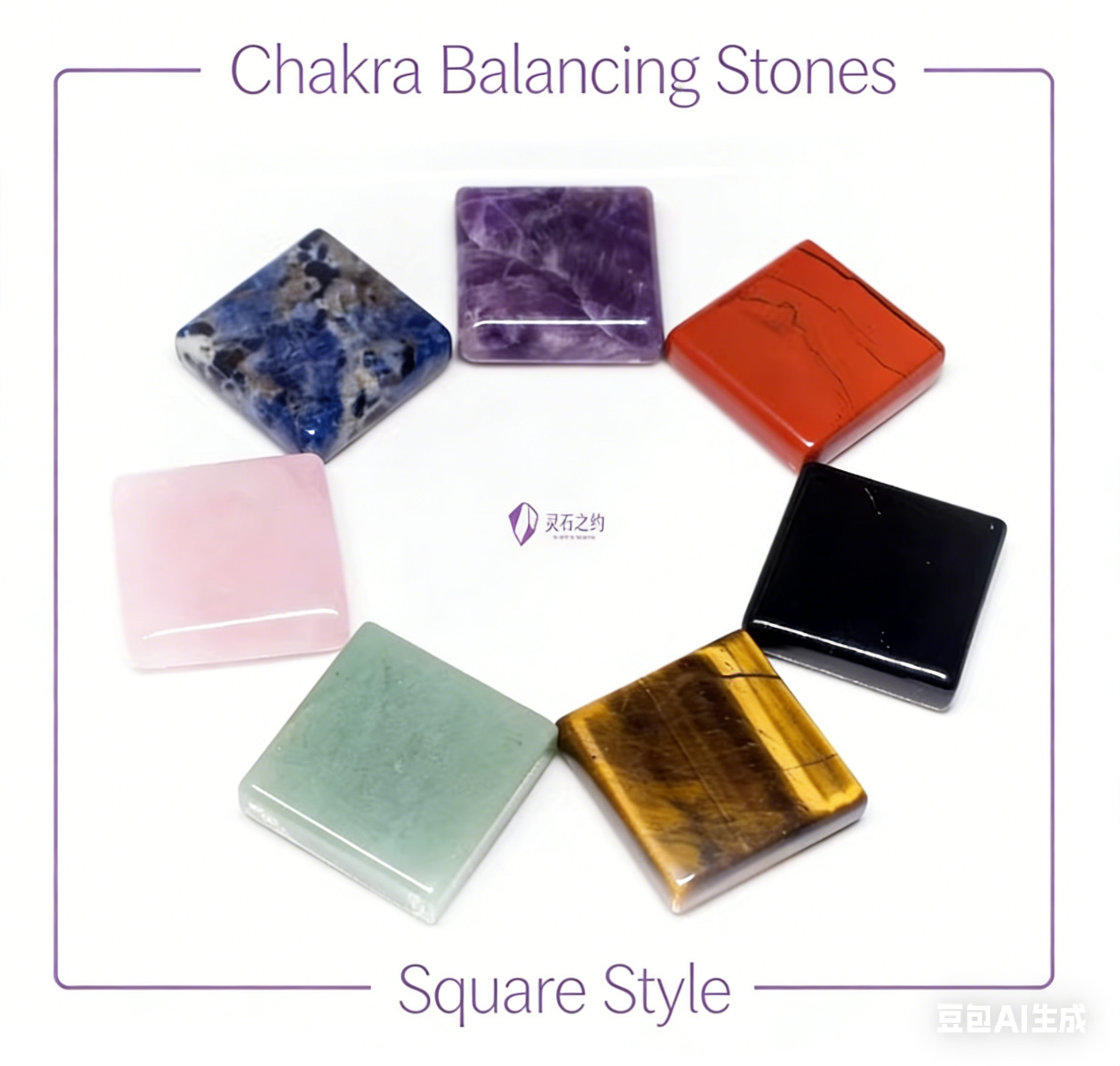 Natural crystal meditation stones set detail