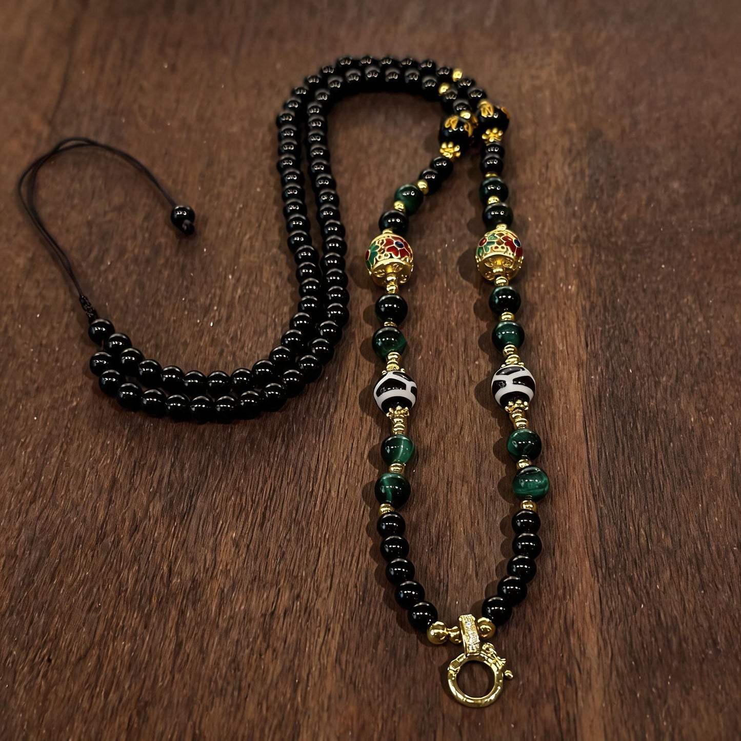 Design F dzi bead universal chain necklace main view