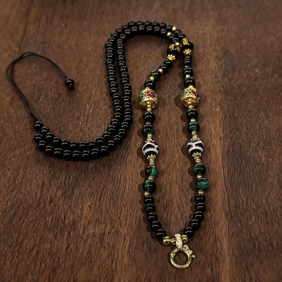 Design F dzi bead universal chain necklace main view