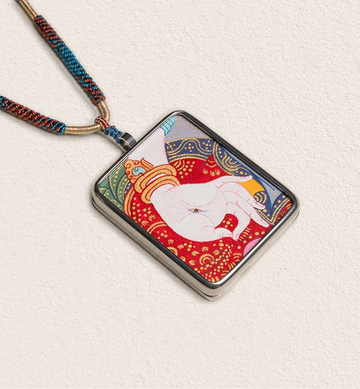 White Tara Hand-Painted Thangka Pendant Necklace