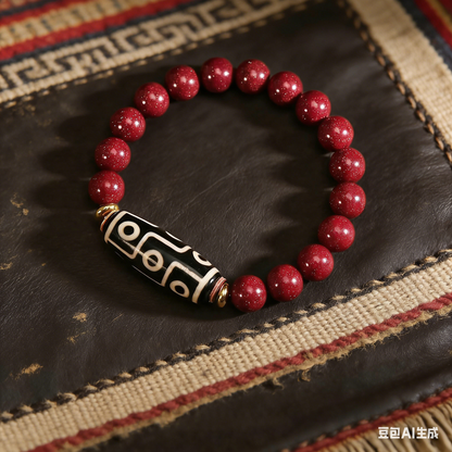 Handmade cinnabar style dzi bead bracelet main view