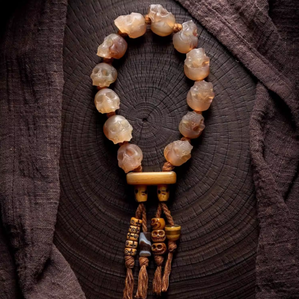 Master of the Charnel Ground Goat Horn Prayer Beads Pendant