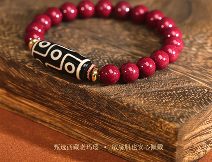 Dzi bead bracelet close up