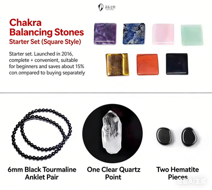 Square 7 Chakra crystal stones set