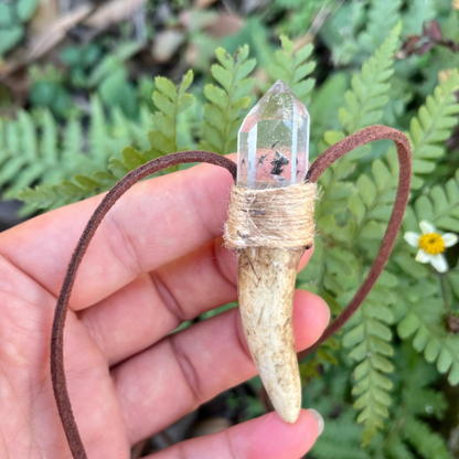 Antler crystal necklace side angle