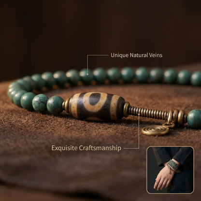 Dzi bead bracelet necklace detail