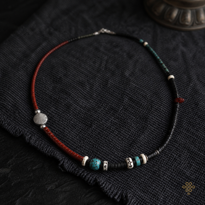 Navajo-Inspired Natural Stone & Volcanic Bead Necklace