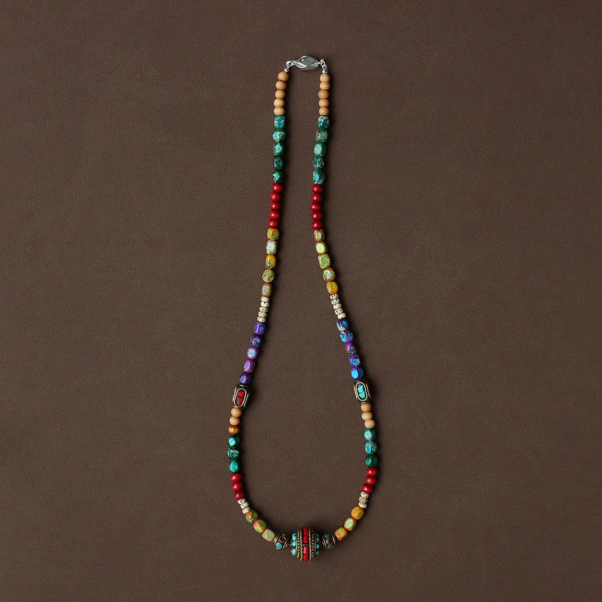 Aura Orient colorful bodhi bead necklace close up