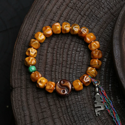 Yak bone Tai Chi bead bracelet side view