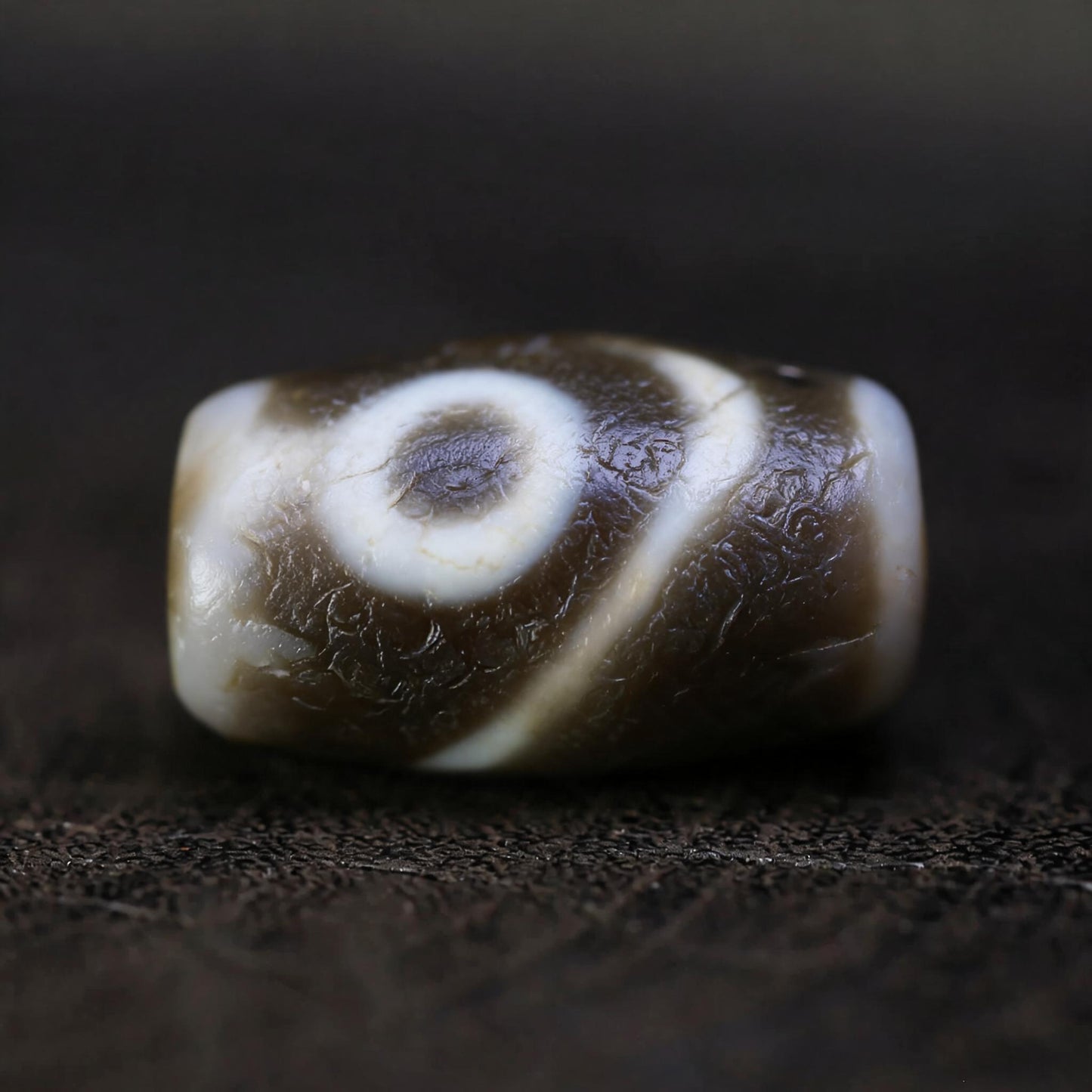 Millennium pure rainbow two-eye Dzi bead collector documentation view 2