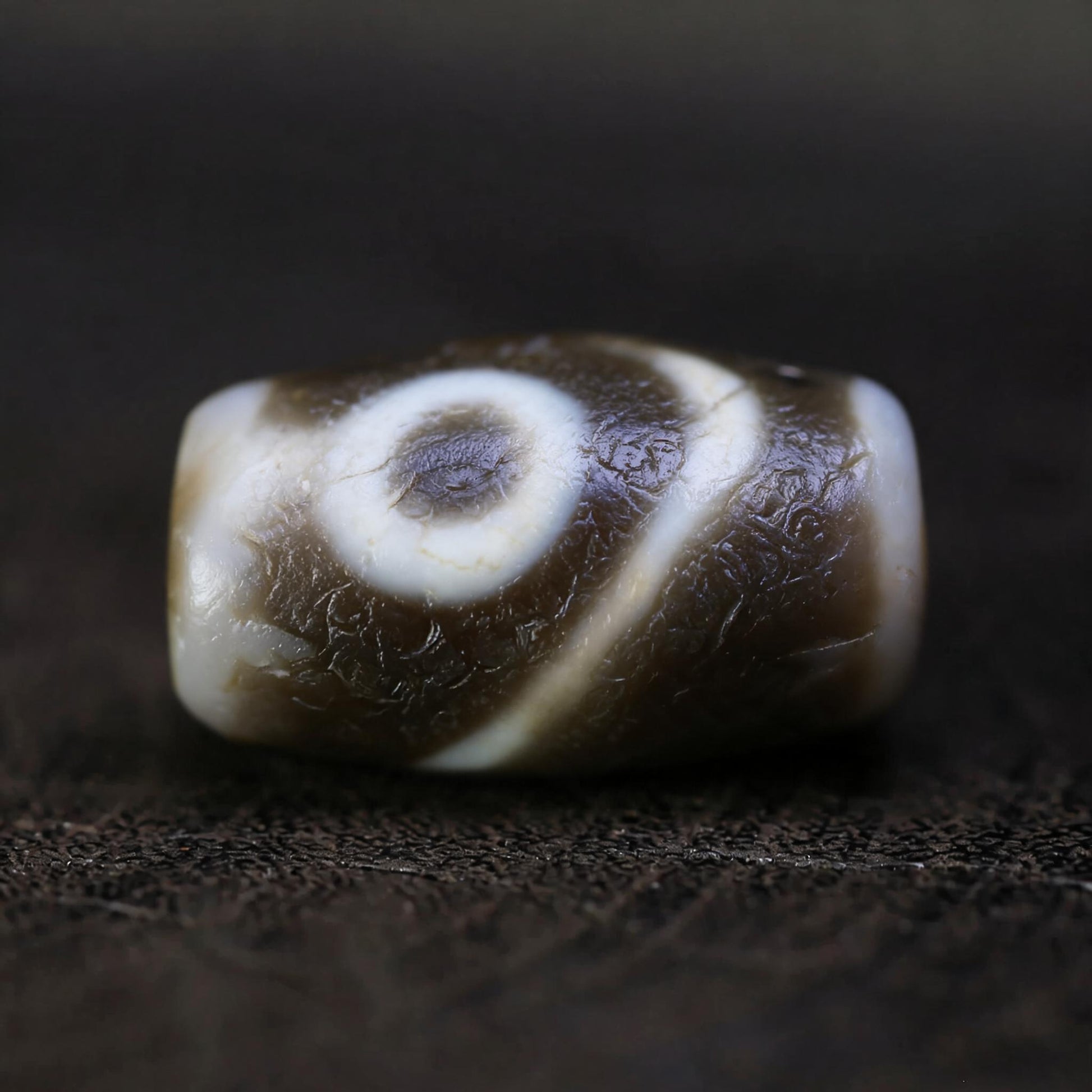 Millennium pure rainbow two-eye Dzi bead collector documentation view 2